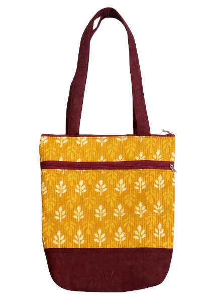 Mustard Block-Print Tote